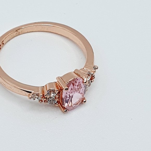 "Sweet Tiny Oval Flower Pink Rose Gold Rings for Women, VIP003 - Picture 8 of 12